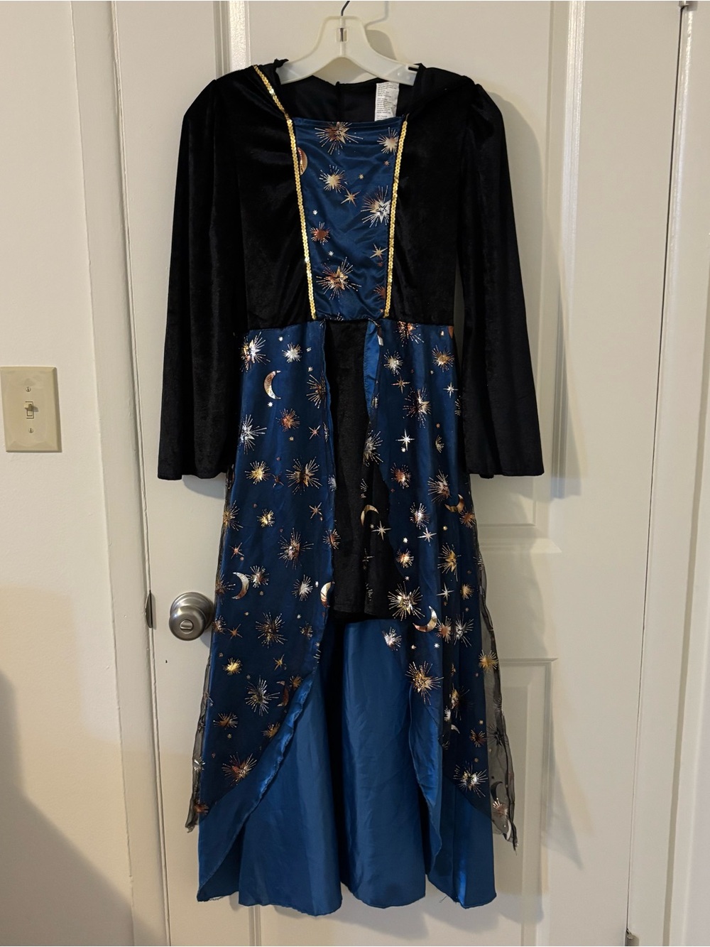 Girls Star Moon Hooded Halloween Costume Dress L(10-12) Blue/Black